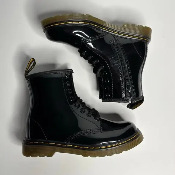 Dr. Martens Junior 1460 Patent Leather Lace Up Boots in Black - Picture 6 of 8